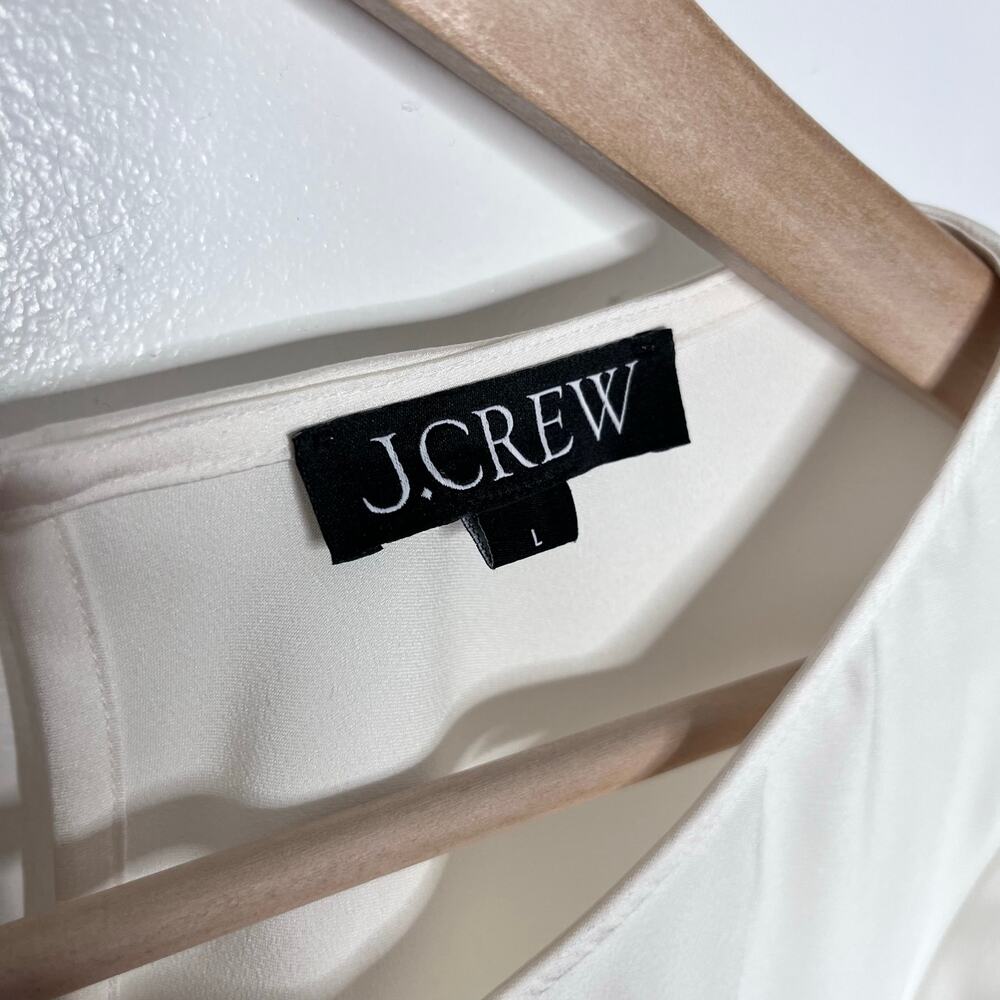 J Crew Womens Large Ivory Bell Sleeve Blouse Ruffle Cuff Keyhole Back Top - Picture 5 of 8